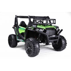 Electric Ride-On Toy Car UTV 24V, Green, two leatherette seats, 2.4Ghz Remote Controller, 2 X 200 W Engines, electric brake, LED lights, Soft EVA wheels with suspension, MP3 Player with USB/SD